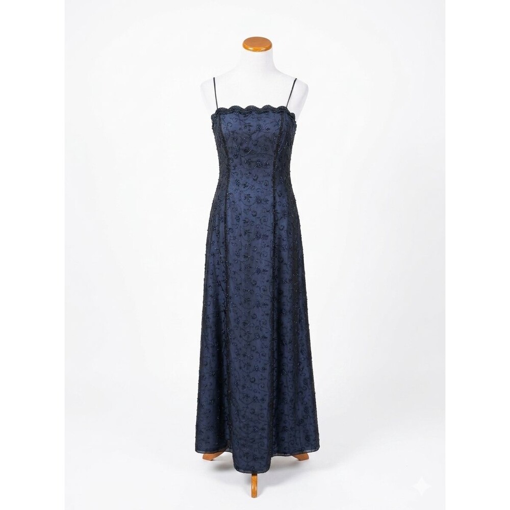Vintage Betsy Adam Prom Dress Maxi Gown Fairy Goth Vamp Floral Y2K 90s Bead